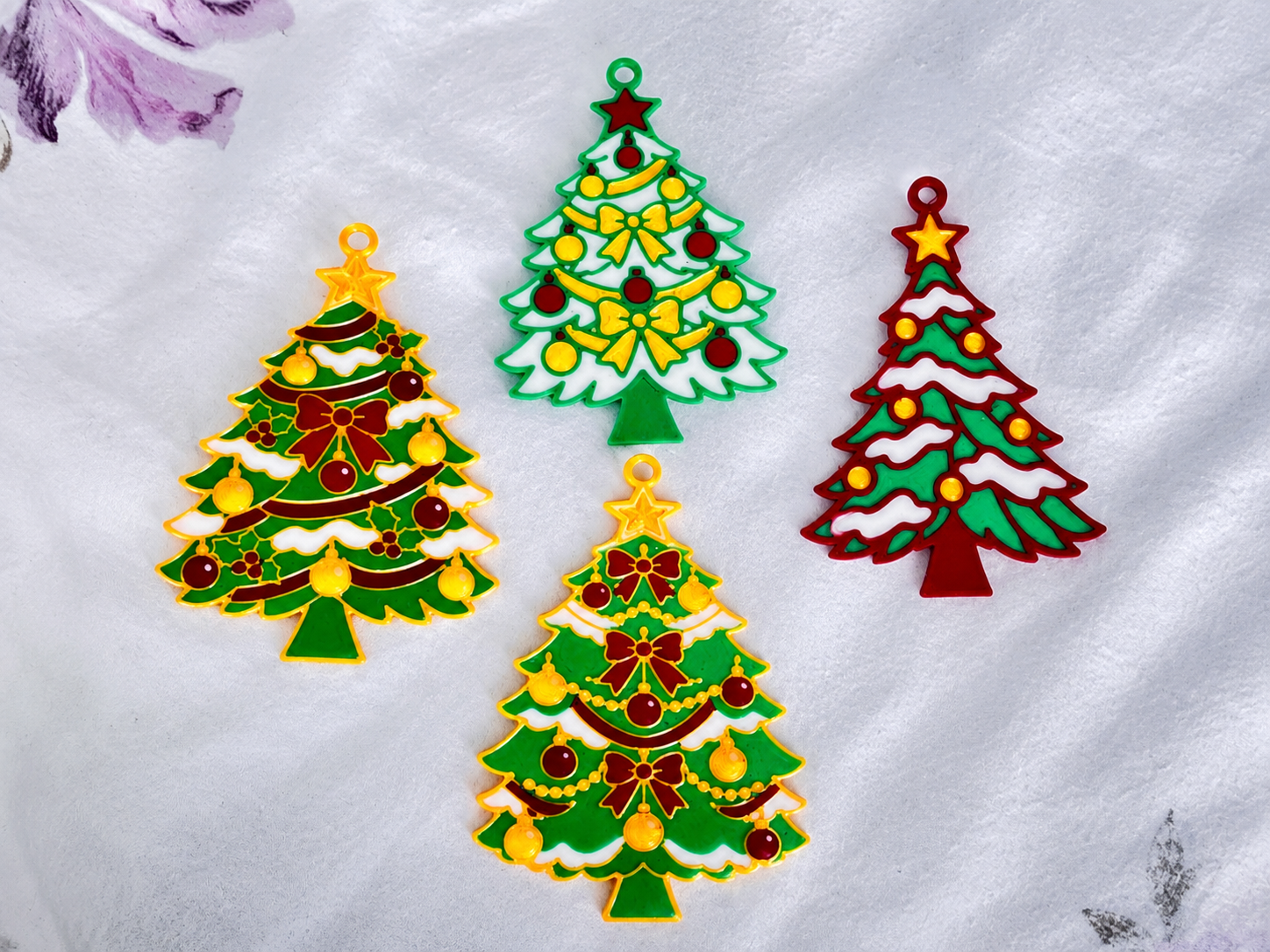 Christmas Decoration Set 4 Festive Hanging trees 3D model