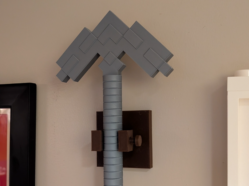 giant brick style Minecraft axe wall decor