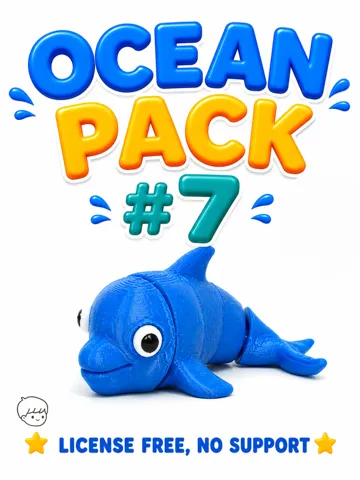 Letrero o emblema decorativo: Cute Dolphin – Ocean Pack #7 | Print-in-Place — vista de referencia 2