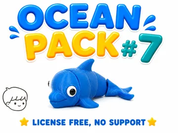 Letrero o emblema decorativo: Cute Dolphin – Ocean Pack #7 | Print-in-Place — vista de referencia 3