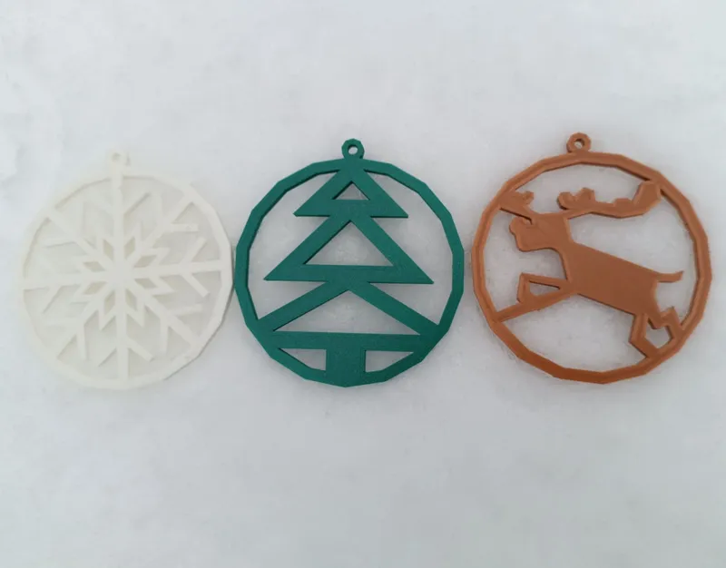 christmas tree ornament snowflake, deer and tree