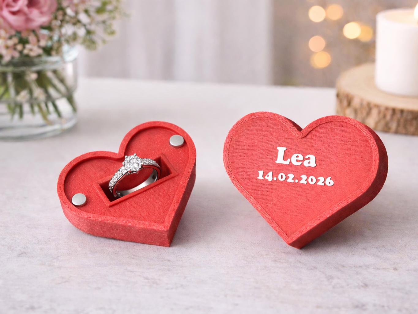 Herz-Ringbox mit Magnetverschluss personalisiert 
