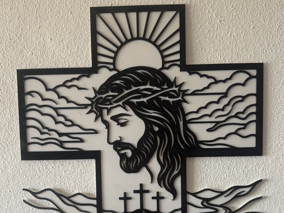 Jesus Christ Cross Wall Art –Dual Color Silhouette - Free 3D Print ...