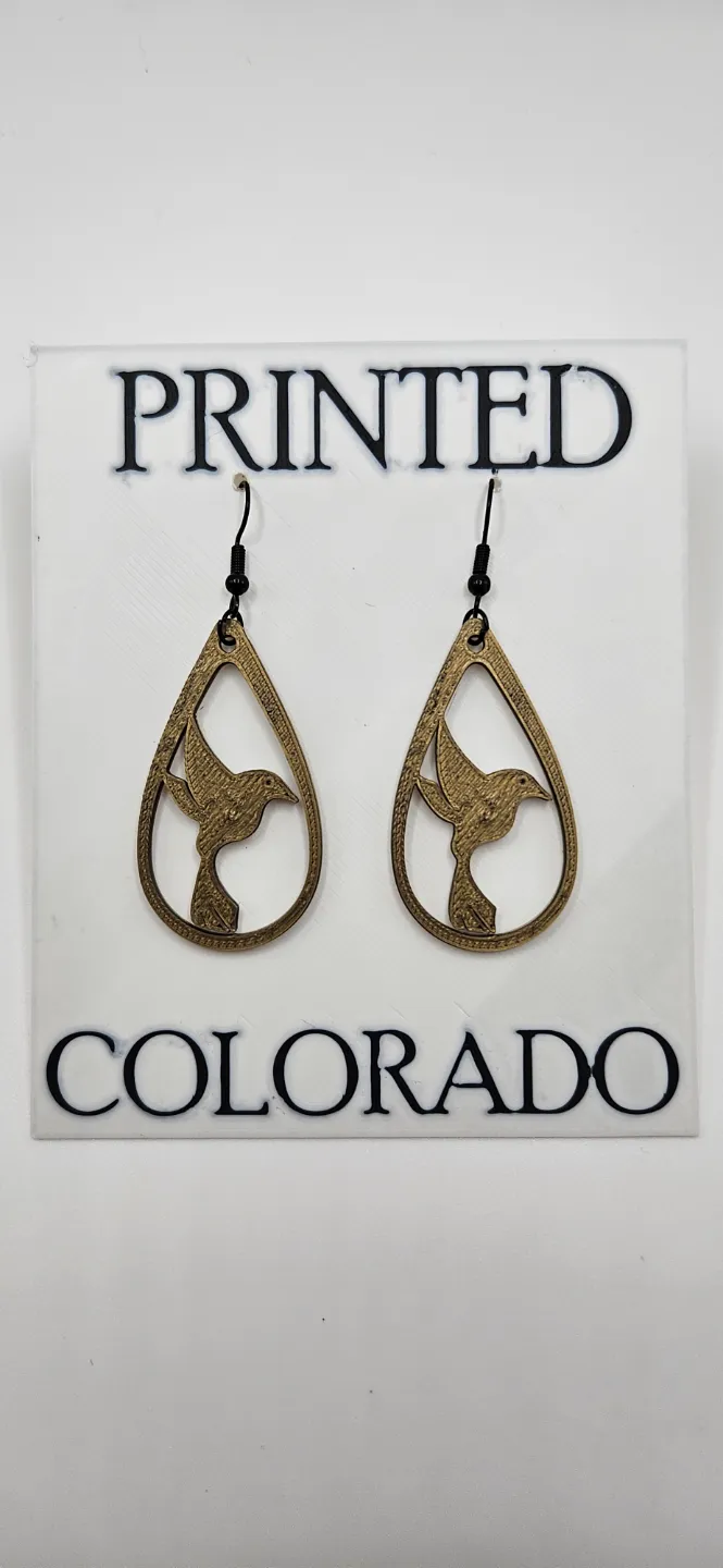 Hummingbird teardrop earrings view 4