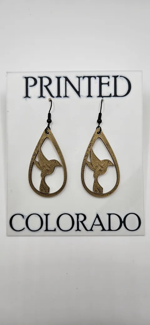 Hummingbird teardrop earrings view 4