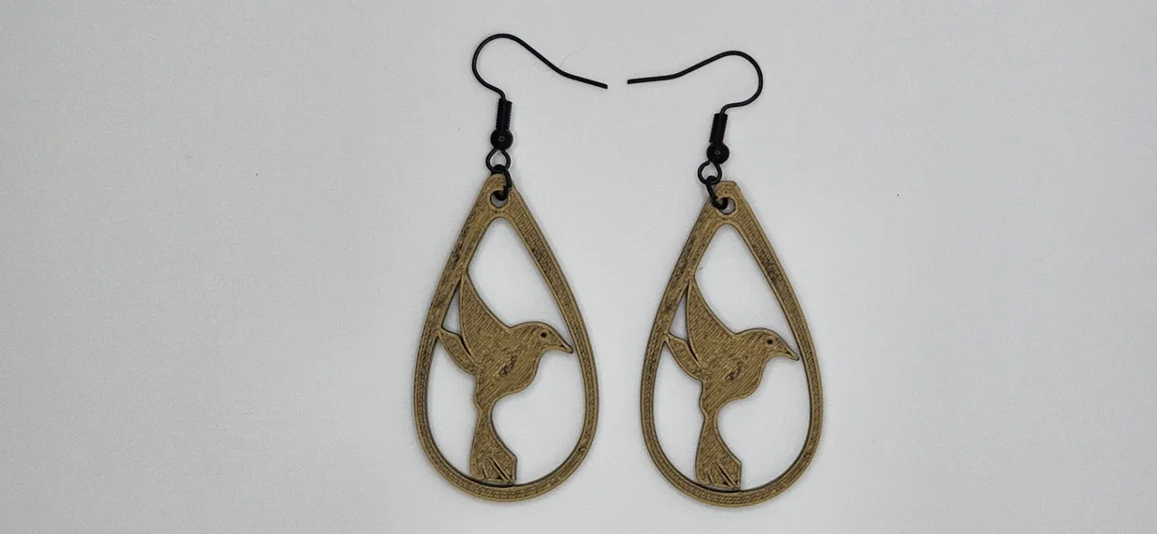 Hummingbird teardrop earrings view 2