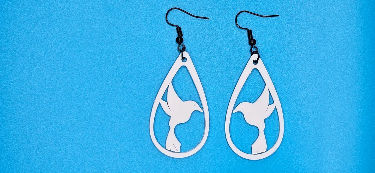 Hummingbird teardrop earrings view 3