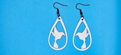 Hummingbird teardrop earrings view 3