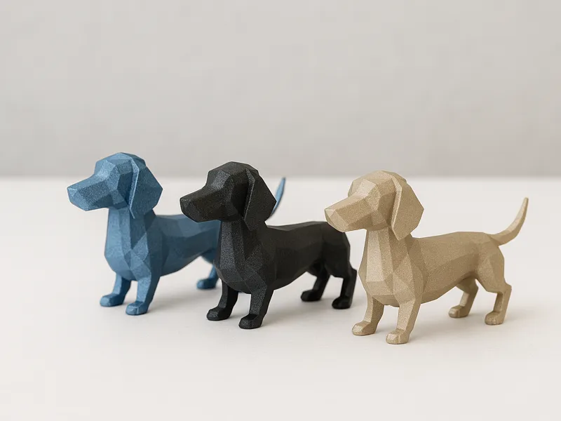 Low Poly Dackel Figur Tierfigur Geschenkidee