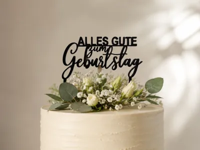 Happy Birthday cake topper TOP + SIDE