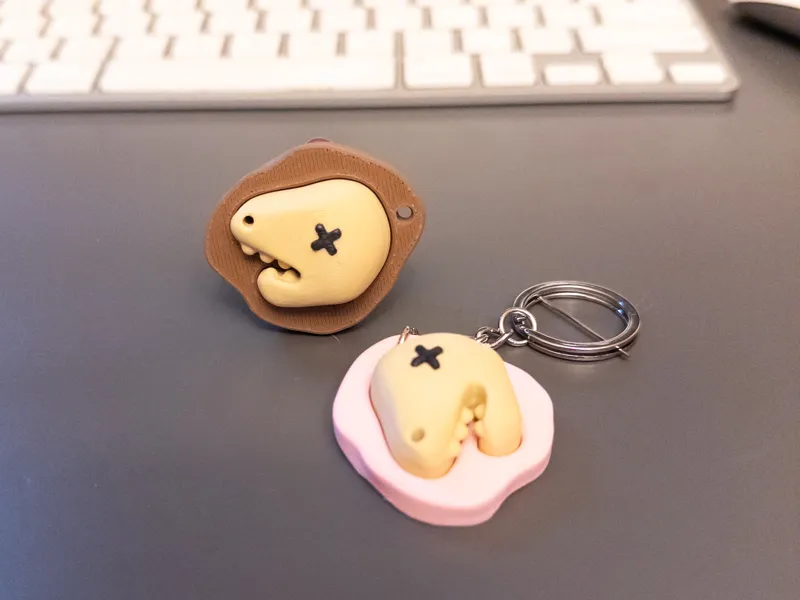 Kawaii Style Fossil Skull Keychain