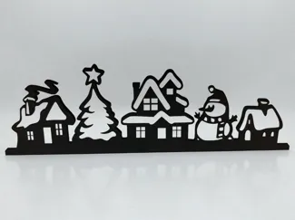 Winterdorf Silhouette Schneemann Weihnachtsdeko