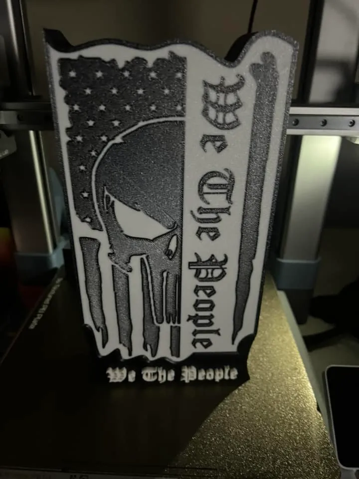 Punisher We The People Flag 3D Printed Light Box