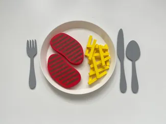 Steak, cookies, fries - kids kitchen food toys