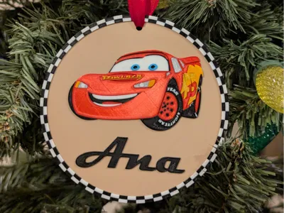 Cars Lightning Mcqueen Ornament with Custom Name