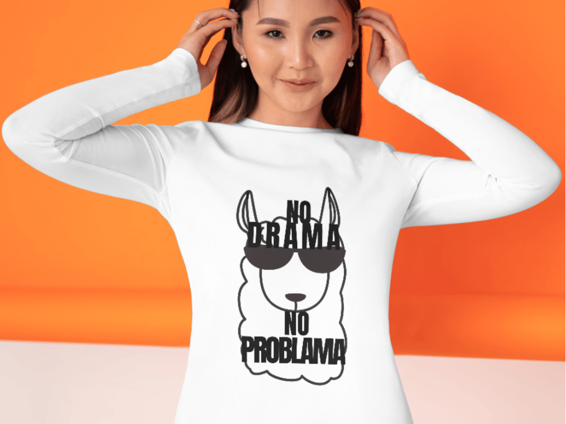 No Drama No Problama Funny Tee Lama T-Shirt Print