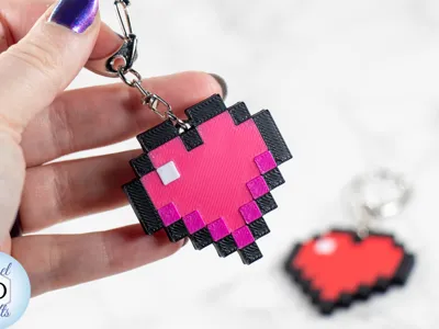 Pixel Heart Keychain