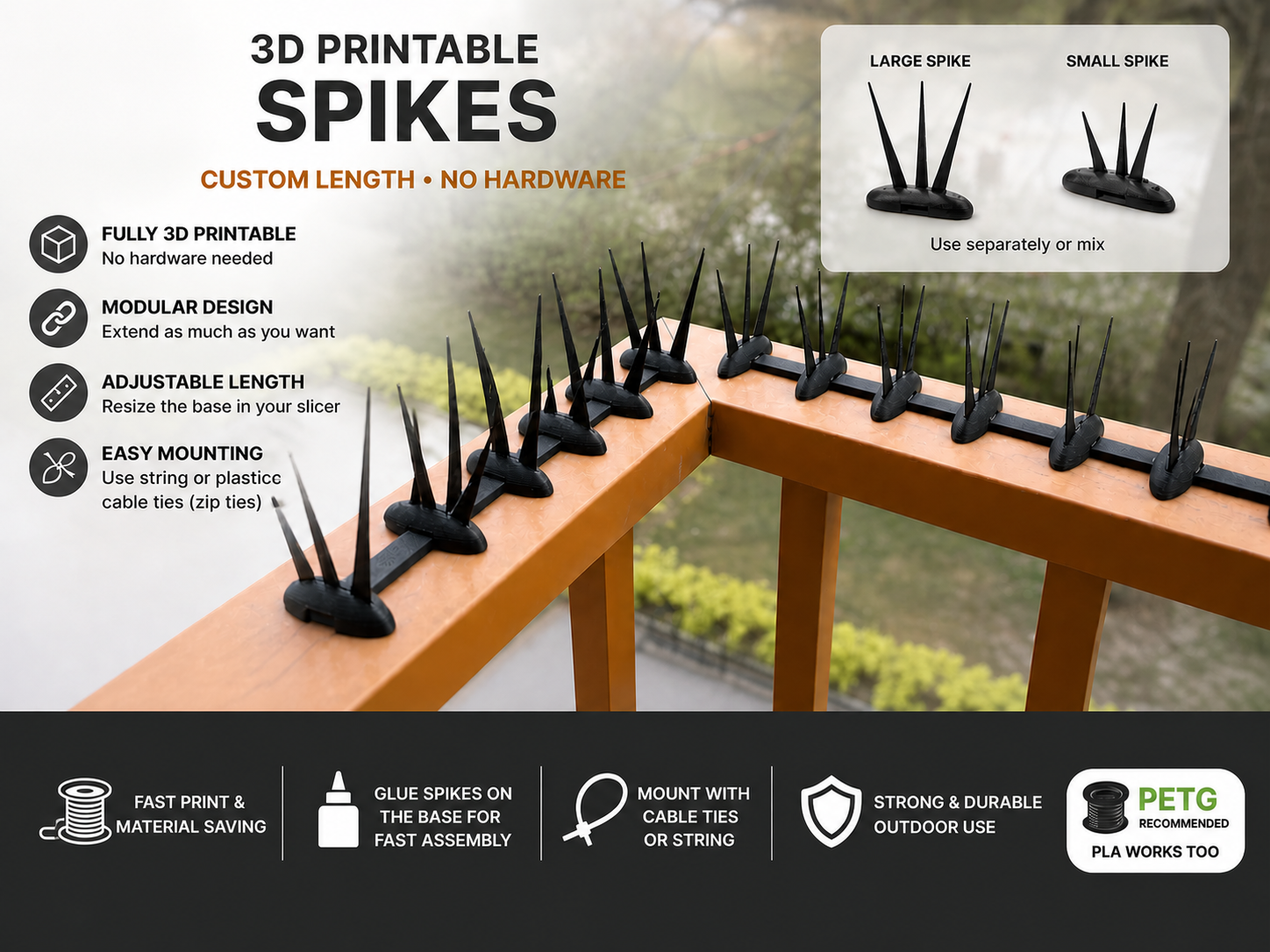 Modular 3D Printable Bird Spikes – Fast Print
