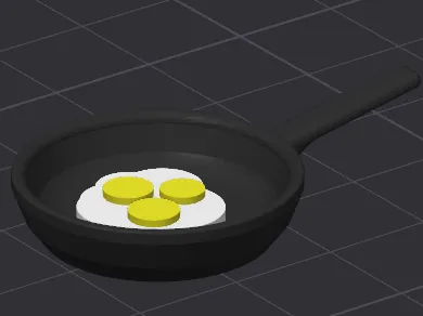Frying pan with egg for dollhouse miniature