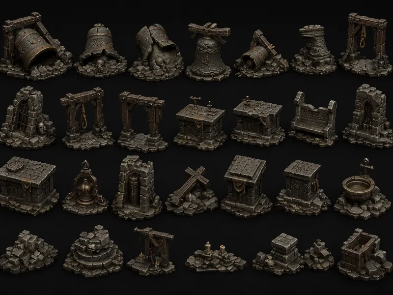 bells and church mid evil fantasy scatter terrain