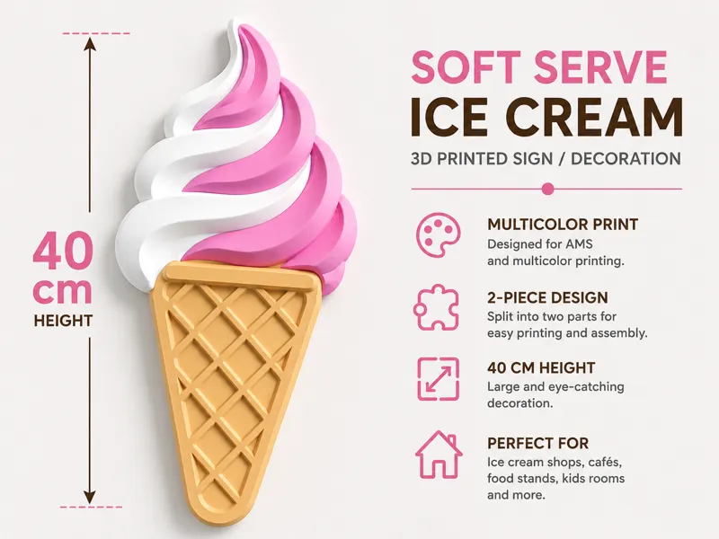 Large Ice Cream Sign 40cm
