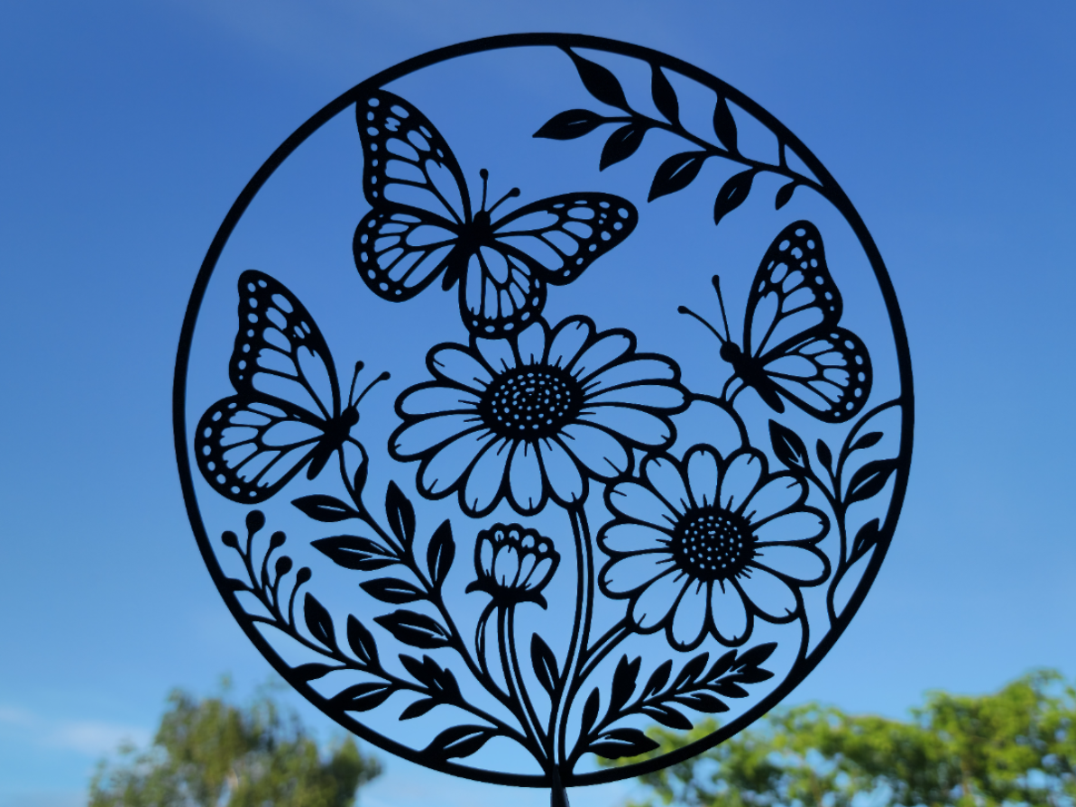 Butterflies and Daisy Flowers 2D Wall Art