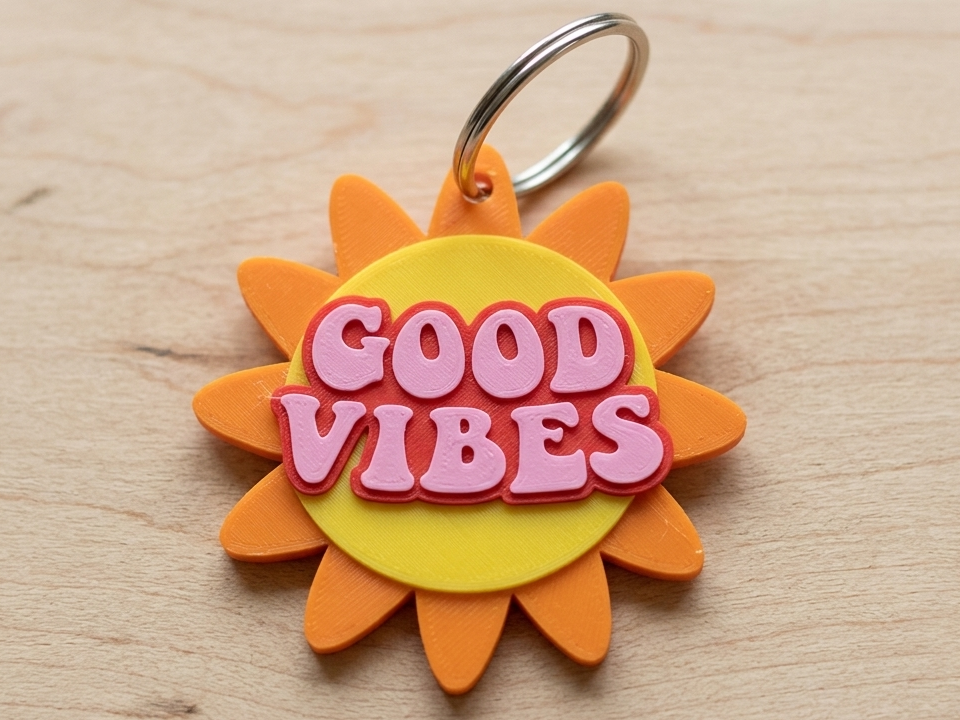 Good vibes sun Summer Keychain
