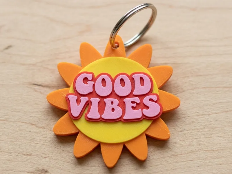 Good vibes sun Summer Keychain