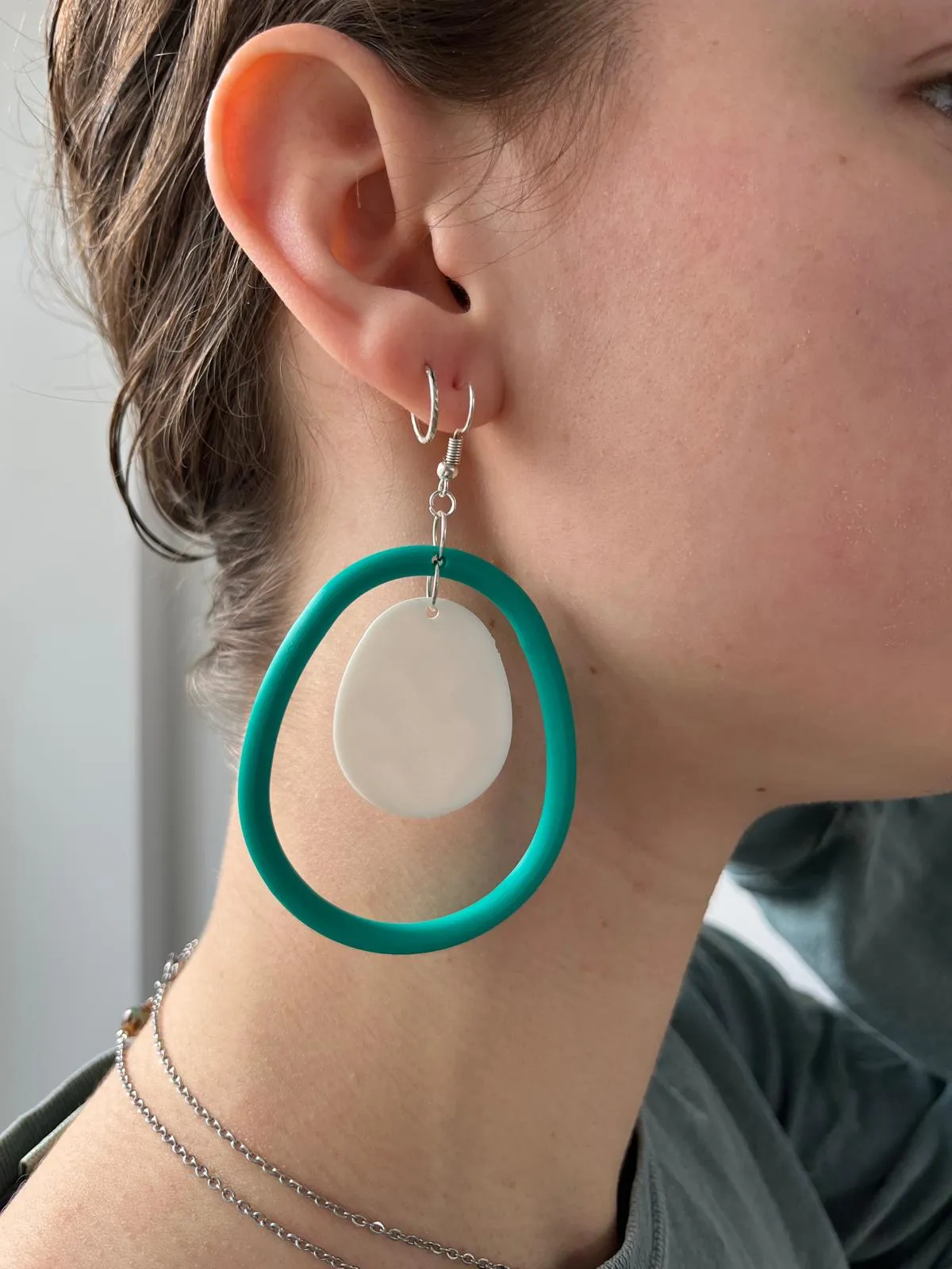 Modern Easter Egg Earrings (Egg & Hoop Design) view 2
