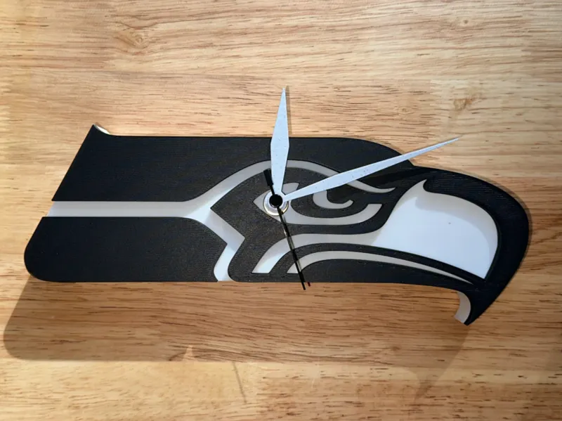 3D Seattle Seahawks Wall Clock For Bambu Clock Kit