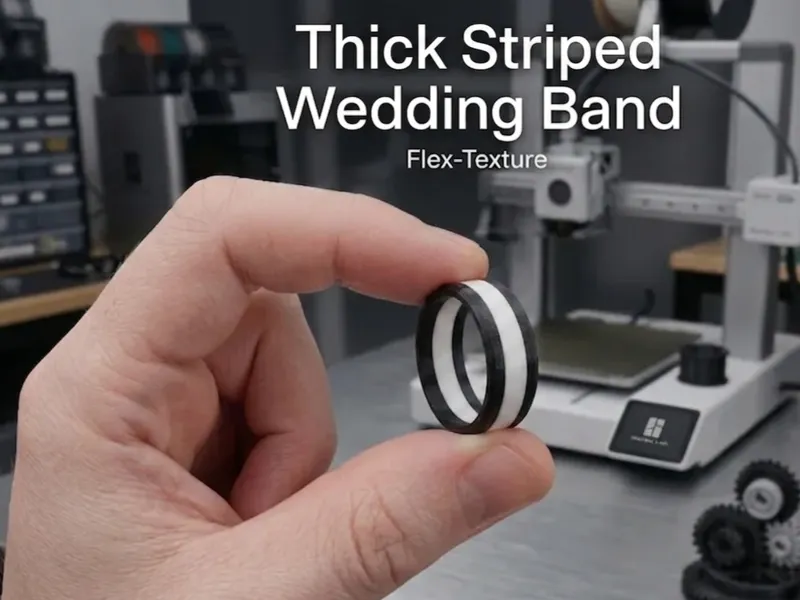 Thick Striped Wedding Band Sz. 3-13