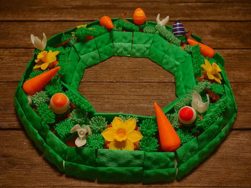 Frühlingskranz / Osterkranz aus Klemmbausteinen