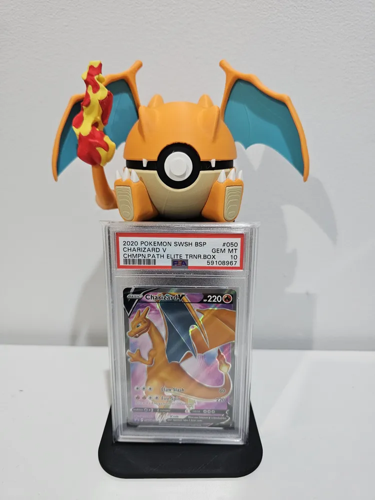 PSA Graded Card Display Stand Black Plastic Holder For Pokemon Cards & TCG Slabs PSA Graded Card Display Stand Black Plastic Holder For Pokemon Cards & TCG Slabs