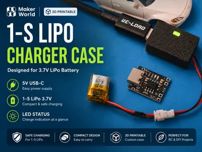 1-S Lipo charger case for RC.
