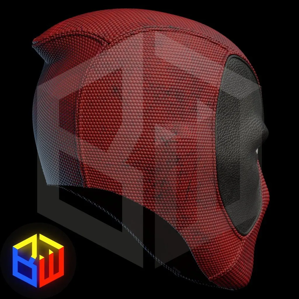 Deadpool Comic Style Textured Helm view 4