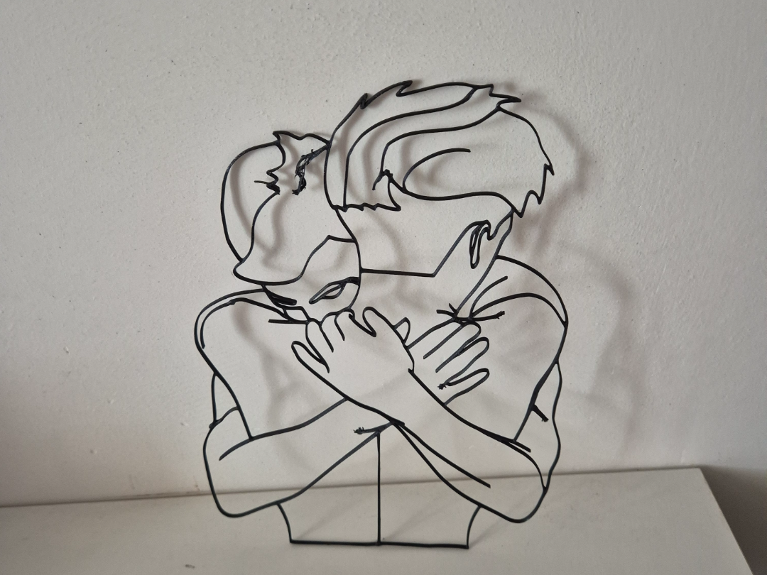 Minimalist OneLine Couple love Silhouette Wire Art
