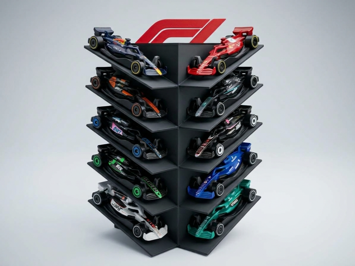 F1 Model Car Display Stand (1:64 Scale, 2–10 Cars) - 1