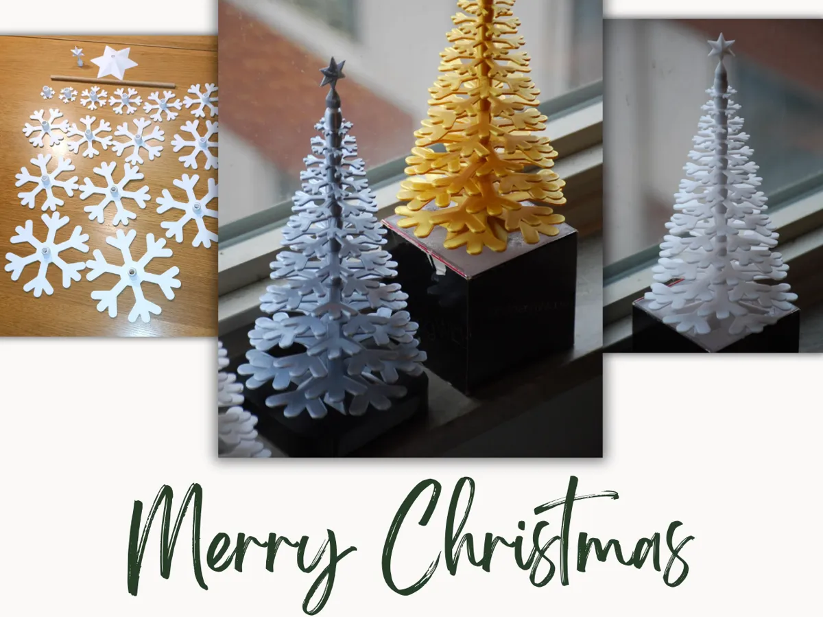 Sapin de Noël en flocons avec étoile