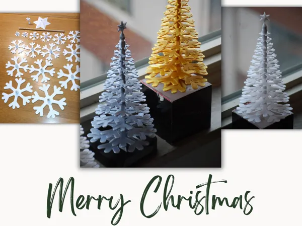 Sapin de Noël en flocons avec étoile