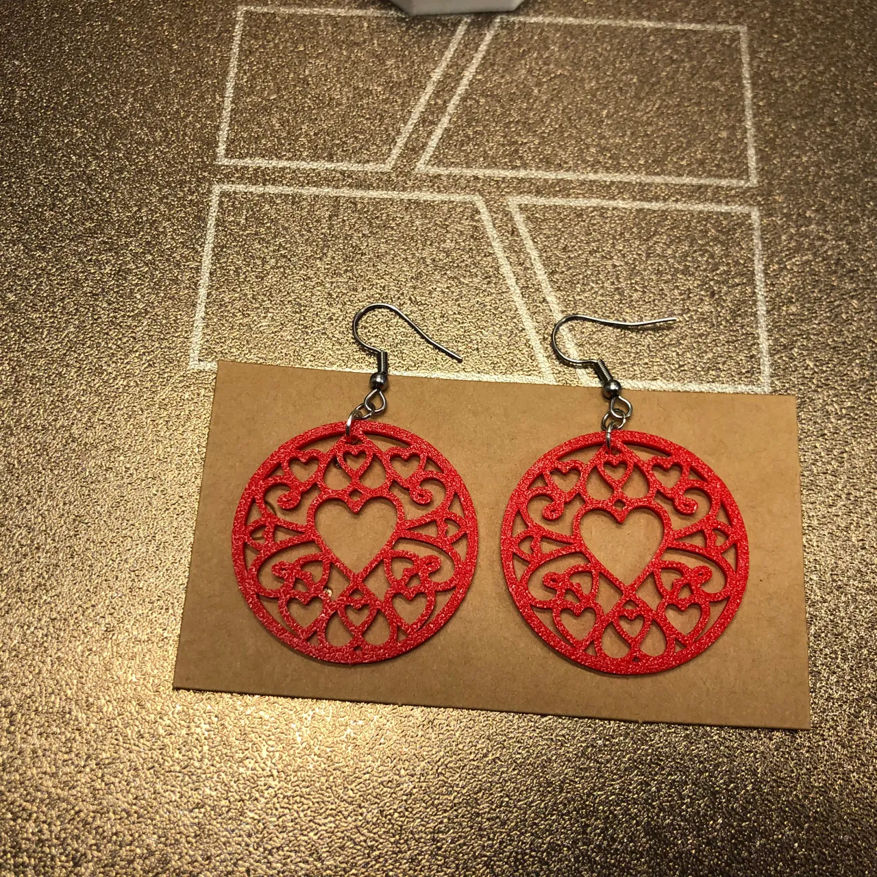 Mandala Heart earrings 0.4 nozzle no AMS view 3