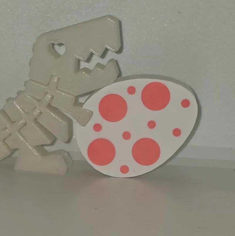 Easter Holiday Print Flexi Rexi with heart eyes or circle eyes - holding Easter Eggs 
