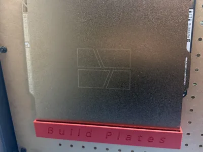Pegboard Build Plate Holder with words cut out