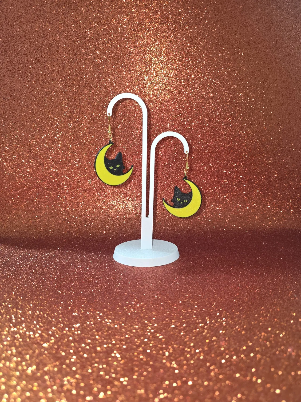 Moon cat earrings view 3