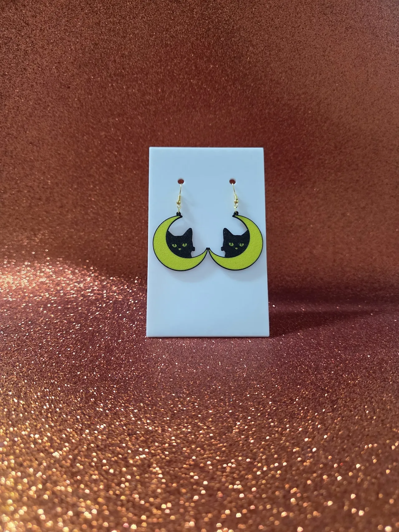 Moon cat earrings view 2