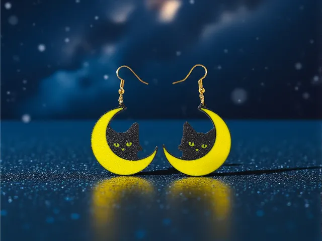 Moon cat earrings