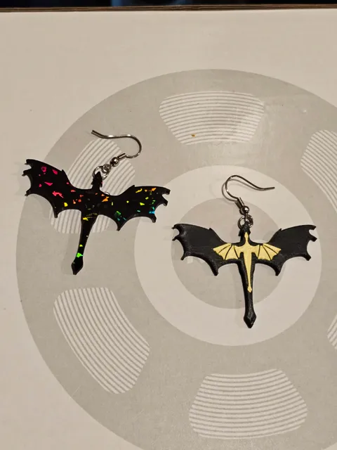 Fourth Wing Dragon Earrings - Manual Dual Color view 4