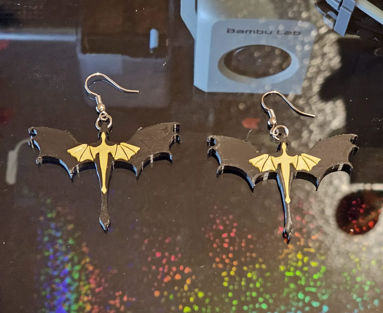 Fourth Wing Dragon Earrings - Manual Dual Color view 2