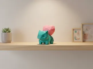 Low-Poly Bulbasaur with Heart Flower