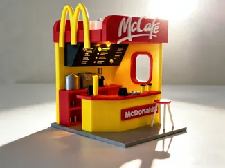 1：64麦当劳麦咖啡店街景模型场景 McCafé Mini Store Model