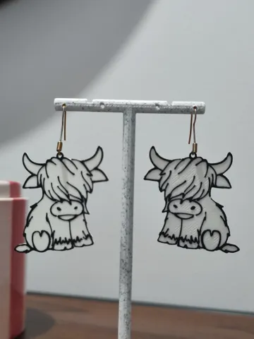 Pendientes: Aretes Vaca Escocesa Highland Cutie — vista de referencia 4